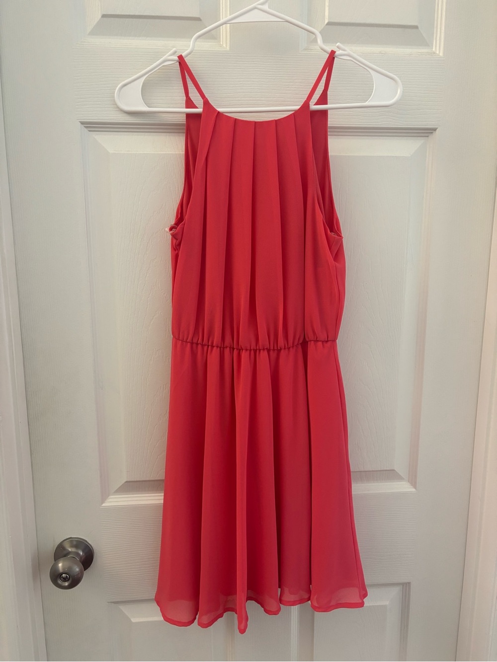 Blue Rain Coral Pleated Halter-Style Party Dress